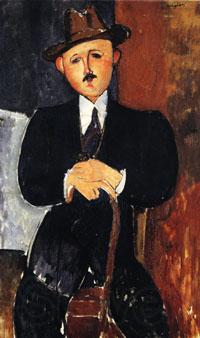 Amedeo Modigliani Seated man with a cane Norge oil painting art